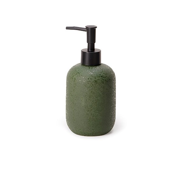 Dispenser Porta Sabonete Líquido 17,5 cm em Cerâmica Verde