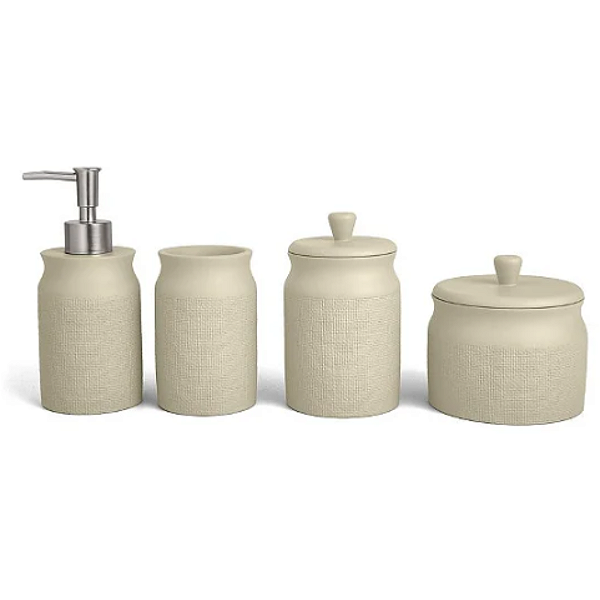 Kit Lavabo de Cimento Bege com 4 peças