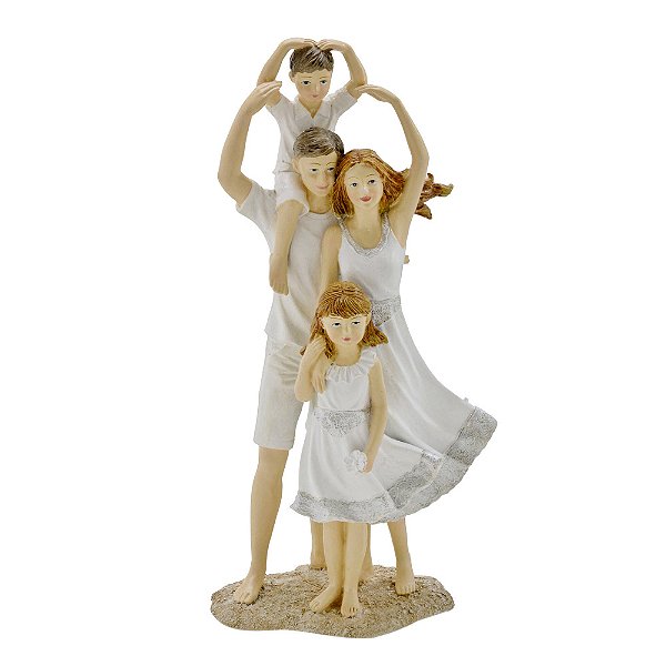 Escultura Decorativa Casal com Dois Filhos