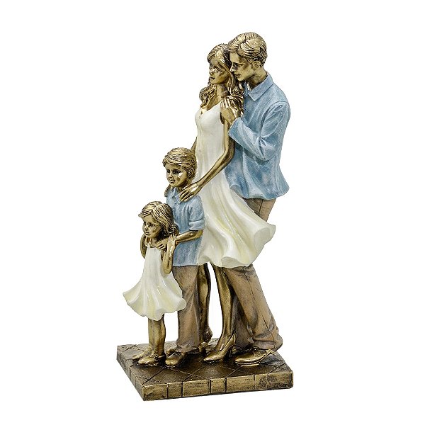 Escultura Decorativa Pai, Mãe com um Filho e uma Filha