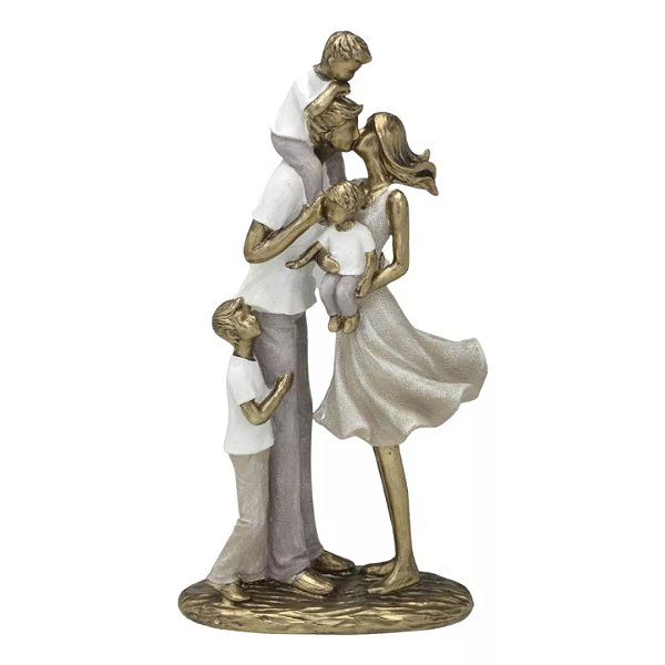 Escultura Decorativa Casal com Três Filhos