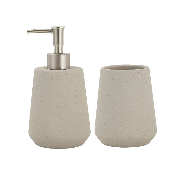 Kit Lavabo de Porta Líquido e Difusor em Cimento Cinza  - 2 peças
