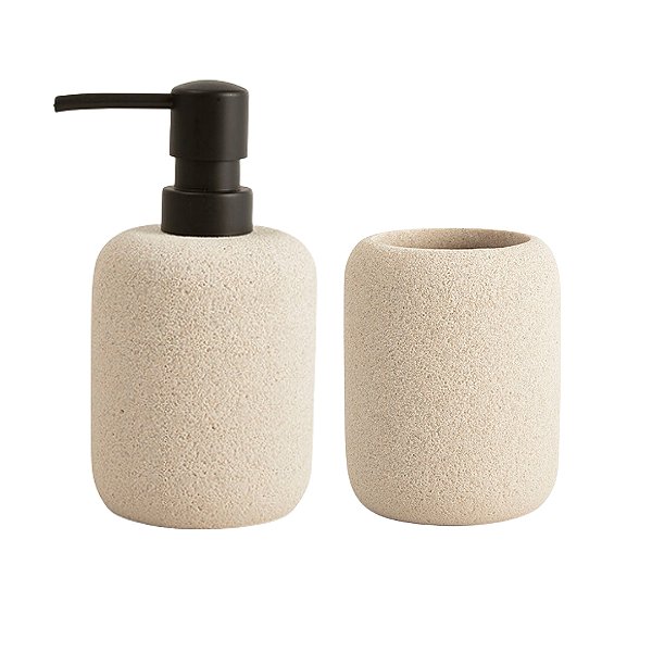 Kit Lavabo Polirresina Bege - 2 Peças