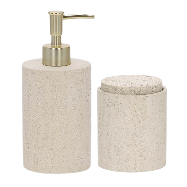 Kit Lavabo Bege com Textura – 2 Peças