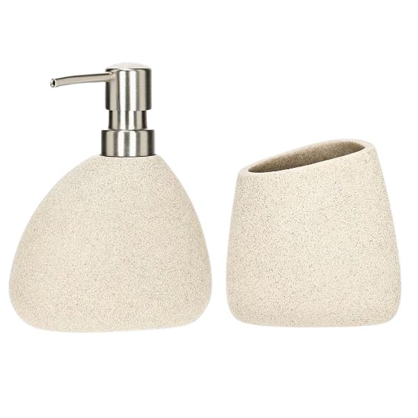 Kit Lavabo Poliresina Pedra Bege Claro – 2 Peças