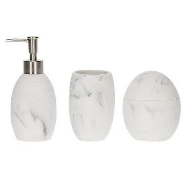 Kit Lavabo Mármore Branco Luxo 3 Peças