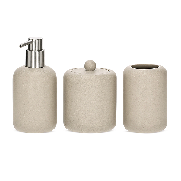 Kit Lavabo Cinza Cimento Fosco Minimalista – 3 Peças