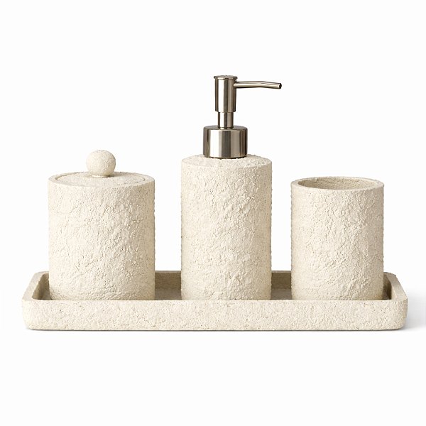 Kit Lavabo Minimalista Off White Texturizado - 4 peças