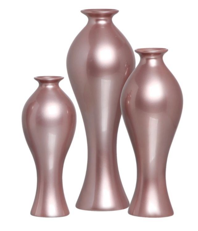 Trio Vaso Decorativo Califórnia Cerâmica Lilás