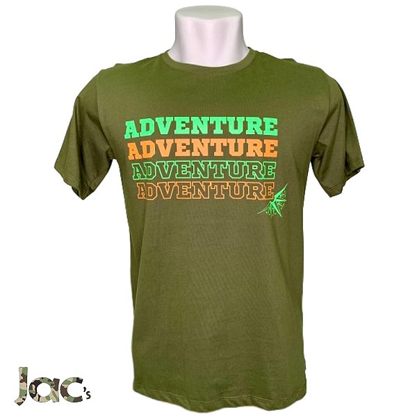 Camiseta "ADVENTURE" Verde Oliva 100% Algodão