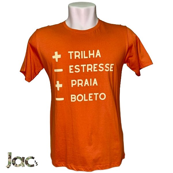 Camiseta "+Trilha" Laranjada 100% Algodão