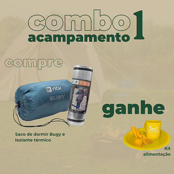 Combo 1 - Saco de dormir Bugy + Isolante + Kit Alimentação