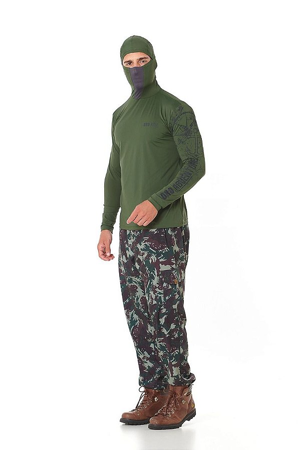 CAMISETA NINJA UV50+ REPELENTE A INSETO VERDE MILITAR