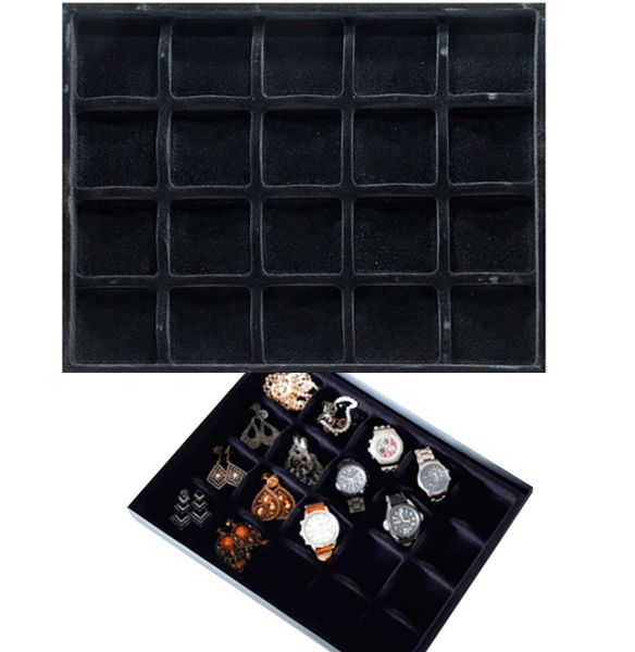 Organizador Para Gavetas 420x320x35mm Closet Porta Joias Preto Aveludado
