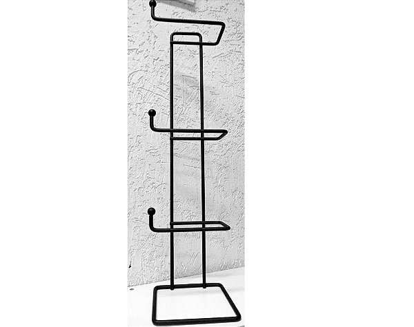 Suporte Para Papel Higiênico Triplo Preto 367