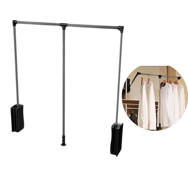 Cabideiro Basculante Extensível 12kg Preto e Cromado HD
