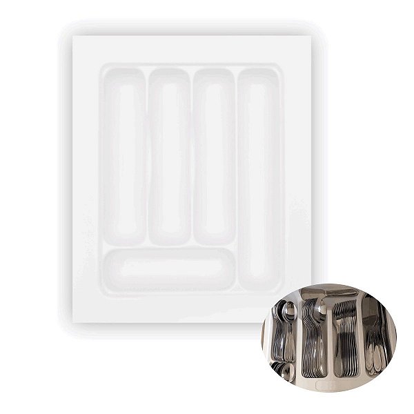 Organizador de Talheres Para Gaveta 325x390mm OG-69 Branco