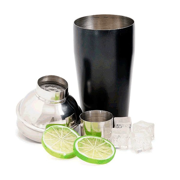 Coqueteleira Caipirinha 500ml Preta em Aço Inox