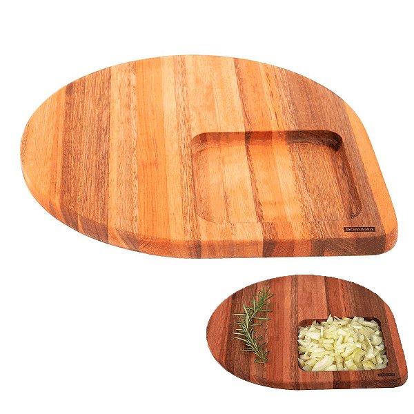 Tábua De Corte Madeira Com Bowl 33x28cm - Domama