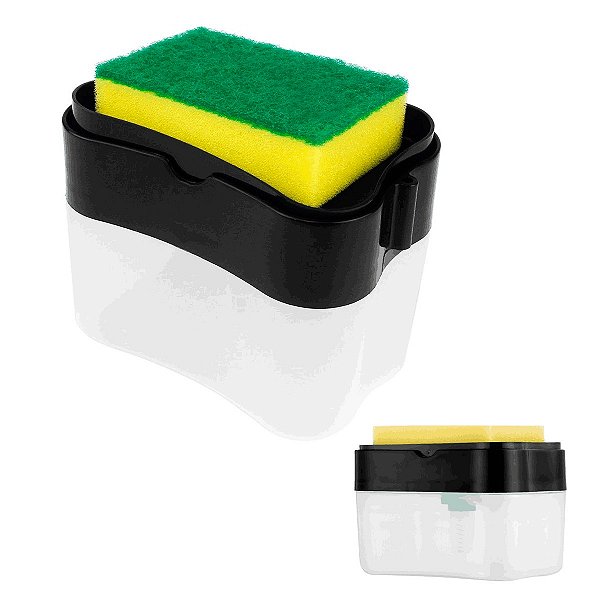 Porta Detergente Dispenser 600ml 2 Em 1 Com Esponja