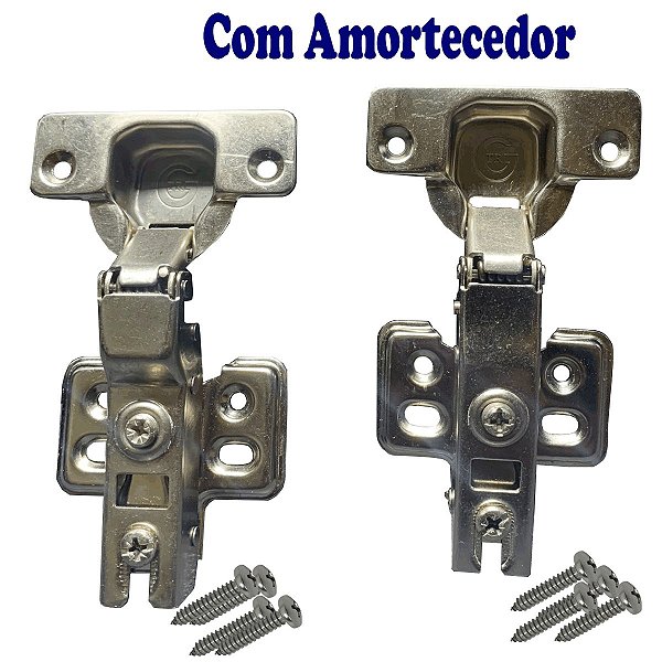 Dobradiça 35mm Curva Ou Reta Com Amortecedor Porta Armários Móveis