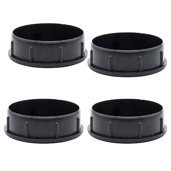 Ponteira Redonda Interna Para Pé de Mesa 2 Polegadas Preta - Kit 4 Peças