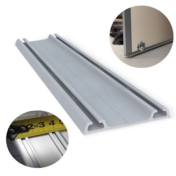 Trilho Para Porta de Correr Inferior Duplo T05 Guarda Roupa 2 Metros (Cortado em Duas Barras de 1 Metro)