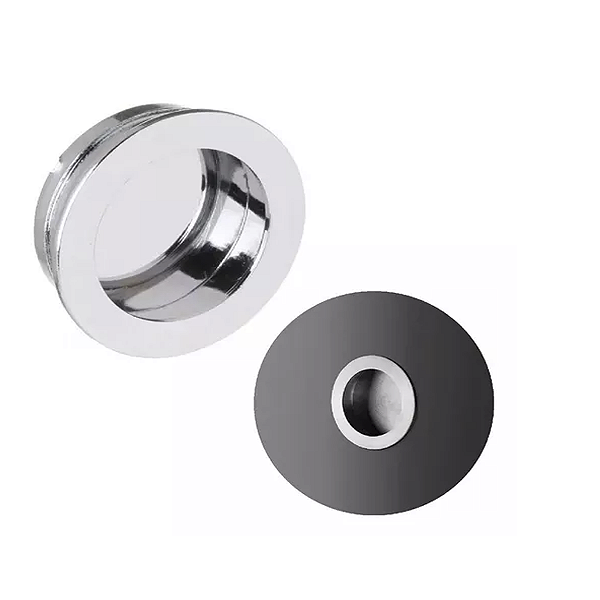 Puxador Concha Embutir Redondo Cromado Para Móveis 35mm ZR-18C