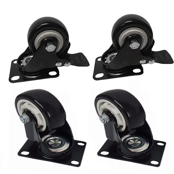 Rodízio Giratorio Roda Rodinha Reforçada 50mm C/Rolamento Preto