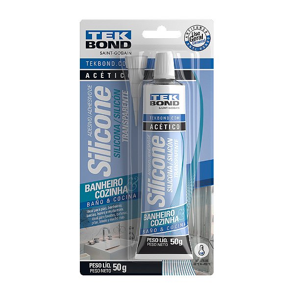 Silicone Acético Banheiro & Cozinha Transparente 50g TekBond