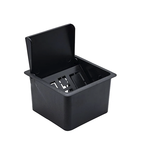 Caixa de Tomada Embutir Mesa Escritório 2P + 2P 94x94mm Preta