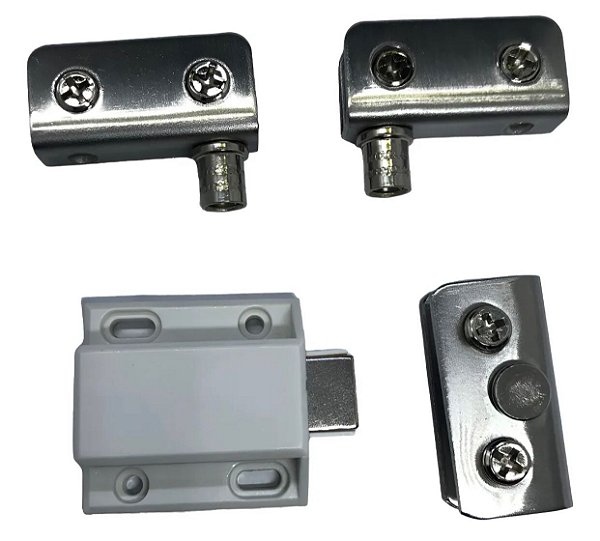 Kit Dobradiça Vitrine Rack Cristaleira Com Fecho Magnético Porta de Vidro em Aço Inox