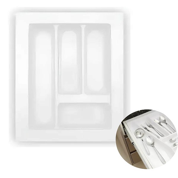 Organizador de Talheres Para Gaveta 465x314mm OG-31 Branco