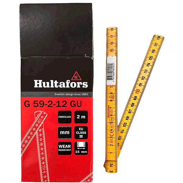 Metro Hultafors Sueco Original Fibra Vidro 2mts com 12 Dobras G59-2-12gu