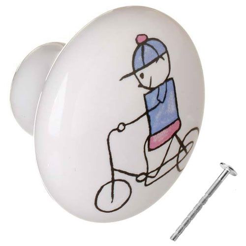 Puxador Porcelana Menino Bicicleta IL 7054