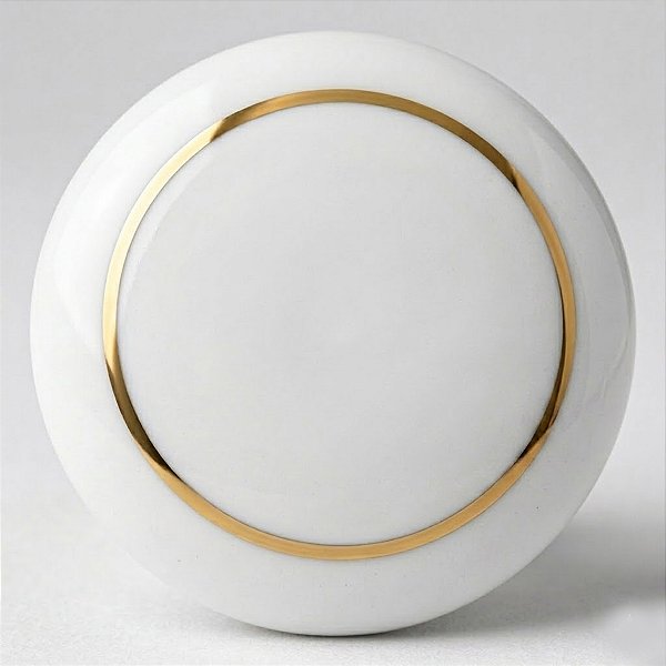Puxadores Porcelana Cerâmica Branco Filete Dour- 32mm-c/2 Pç