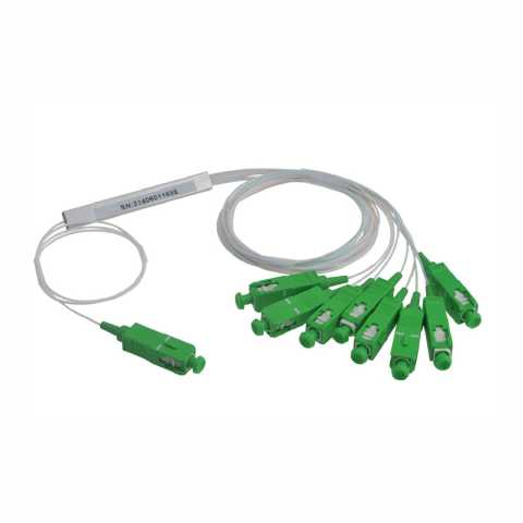 Plc splitter 1x8 min type steel tube 0.9mm fiber 1.5meters w