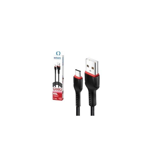 Cabo usb - tipo c exbom 1,0m 2,4a pvc nylon cbx-u2c13tc