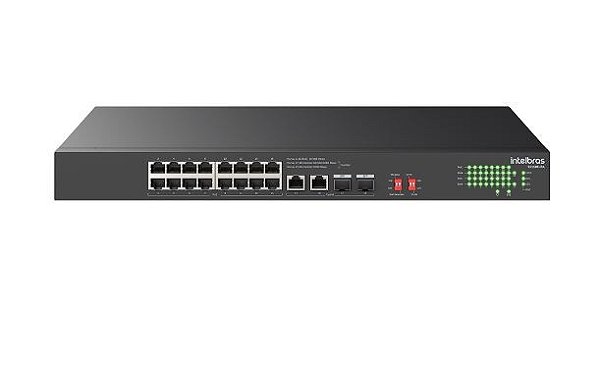 Switch 16p fast ethernet poe intelbras s1118f-pa