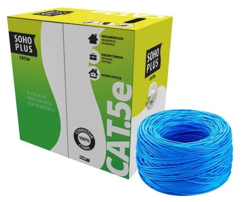 Cabo rede cat5e caixa 305m 4 pares azul (interno) - sohoplus