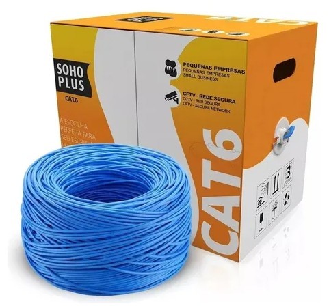 Cabo rede cat6e caixa 305m 4 pares azul (interno) - sohoplus