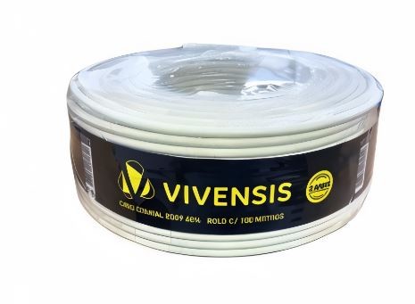 Cabo coaxial 60% 100m rg59 vivensis rolo