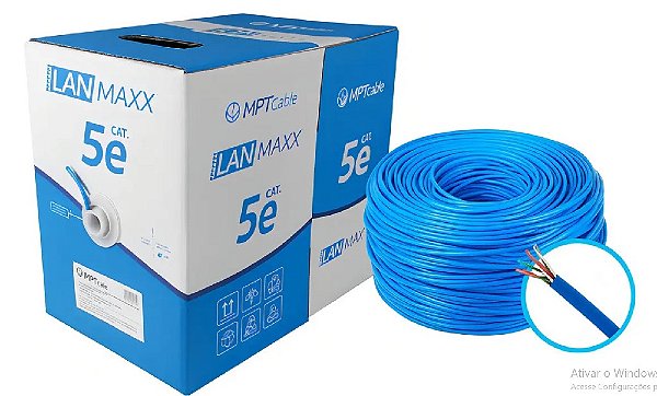 Cabo rede cat5e multiplo 10 metros 4 pares azul - mpt