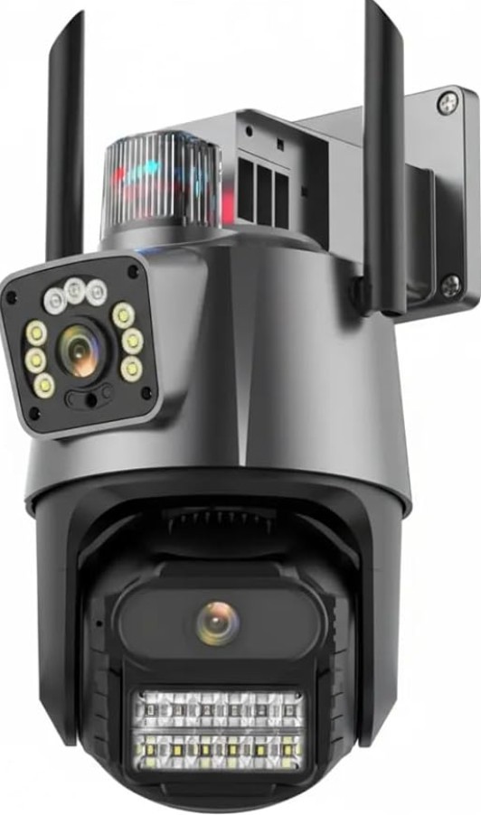Camera mini speed dome wi-fi dupla lente 3mp cada lente - cinza