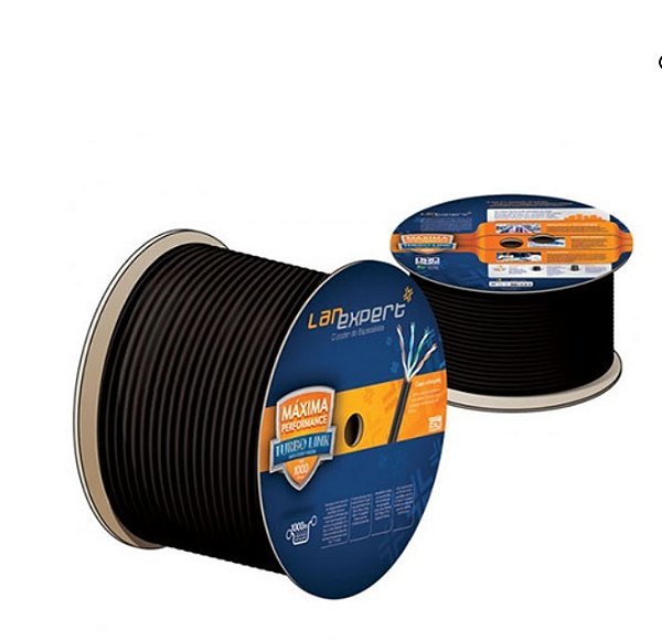 Cabo rede cat5e multiplo 20 metros 4 pares preto dupla capa - bluecom