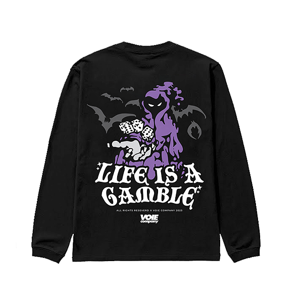Camiseta manga longa ''Life is a gamble" Glow in the dark