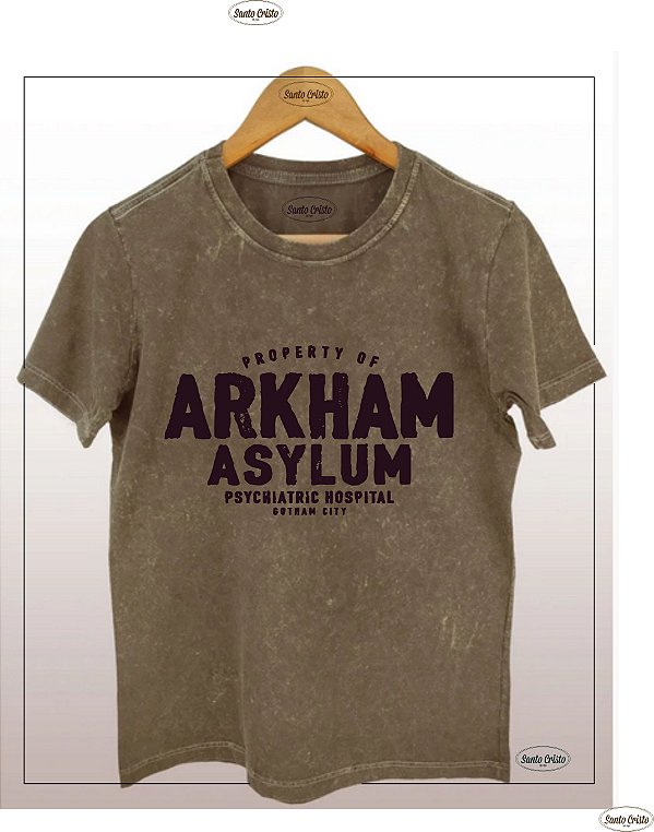 Camiseta  ARKHAM ASYLUM - Tabaco - Algodão - Marmorizada - Camiseta Santo Cristo