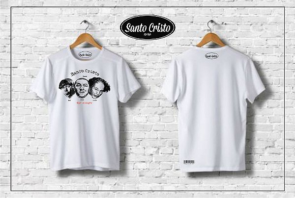 Camiseta Three Stooges - Heads - Branca - Algodão -  Pré Lavada e Amaciada- Camiseta Santo Cristo