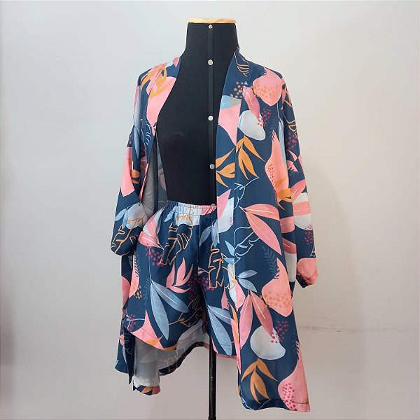 Kimono Madrid Florescer azul
