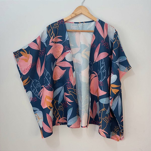 Kimono Londres Florescer Azul